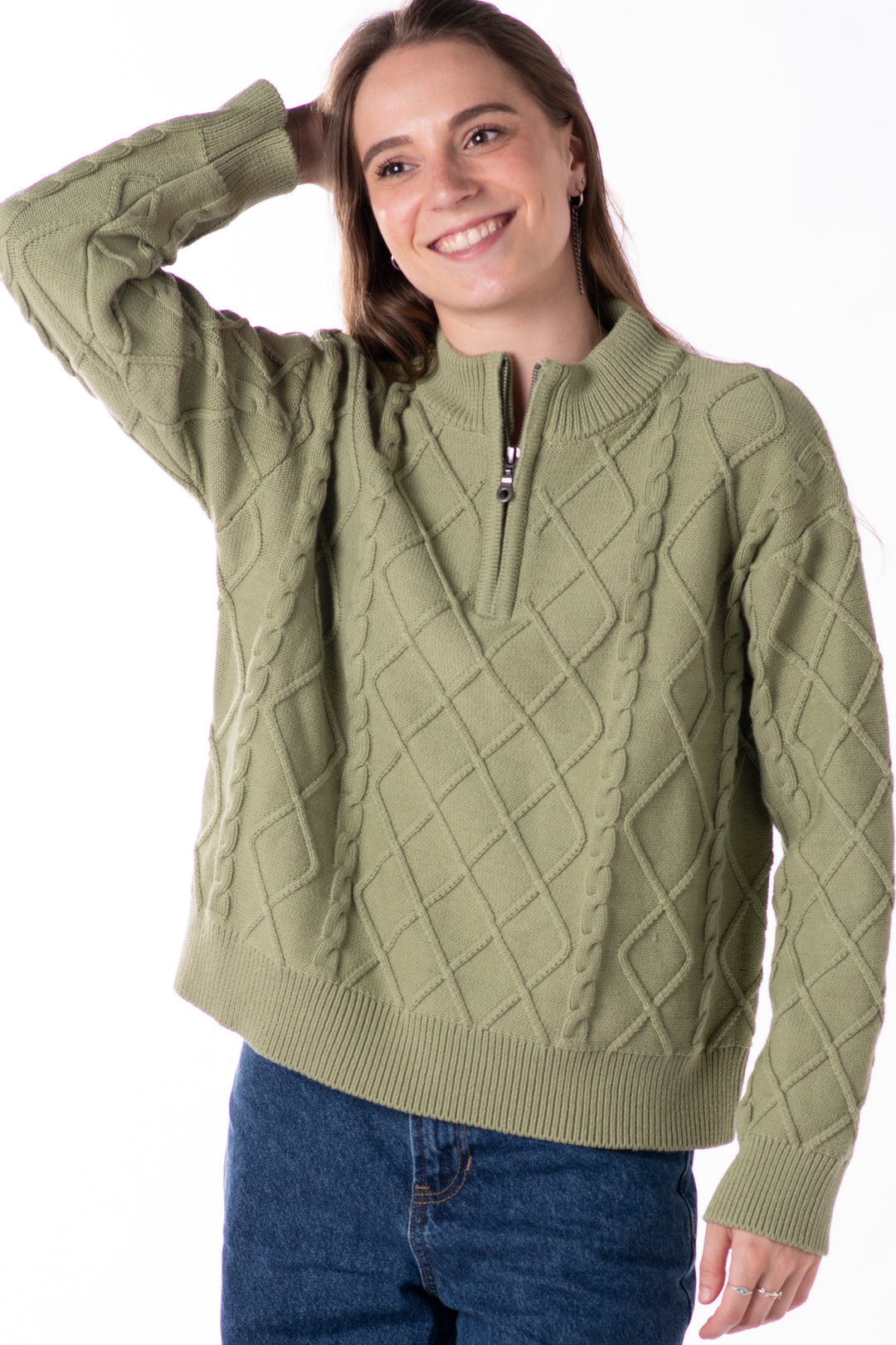 Women's Fishermans 1/4 Cable Sweater