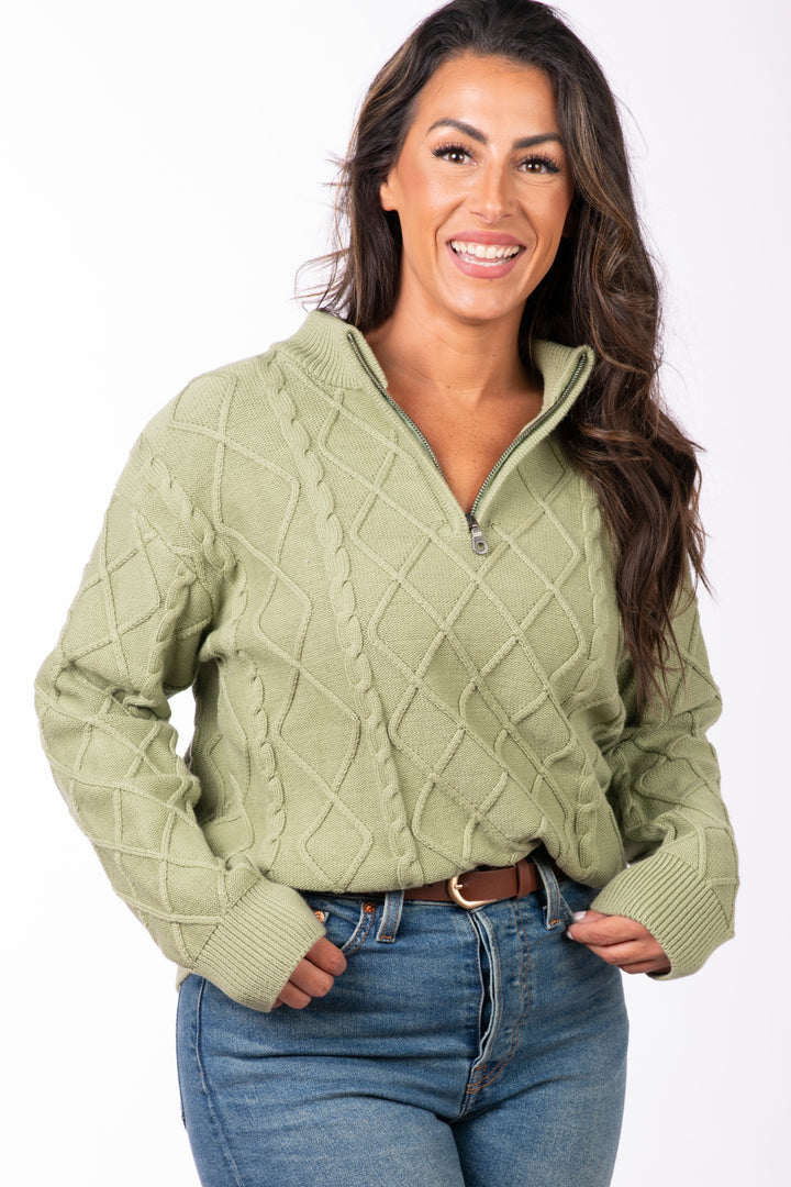 Women's Fishermans 1/4 Cable Sweater