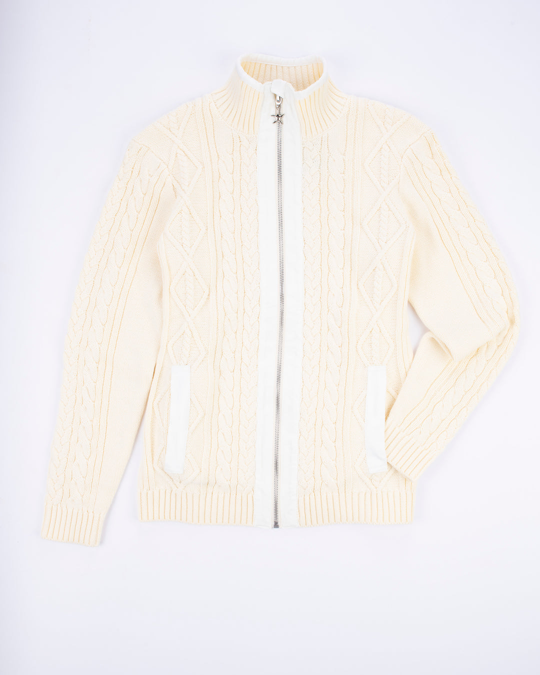 Cable Knit Cardigan-Harbor White