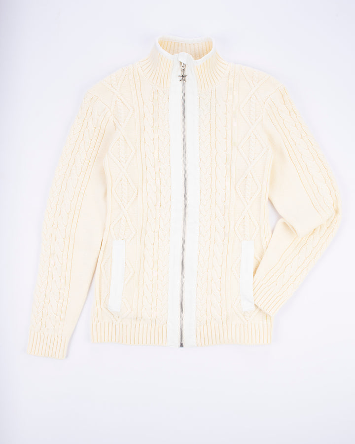 Cable Knit Cardigan-Harbor White