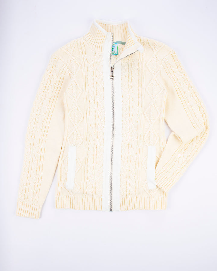 Cable Knit Cardigan-Harbor White