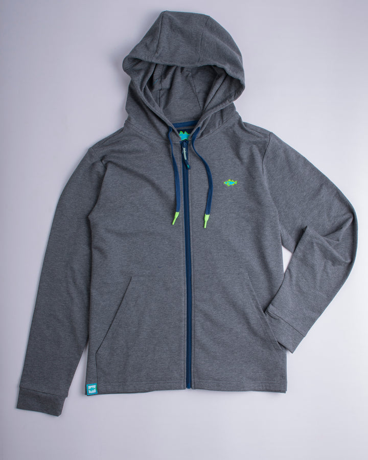 Essential Full Zip-Heathered Charcoal