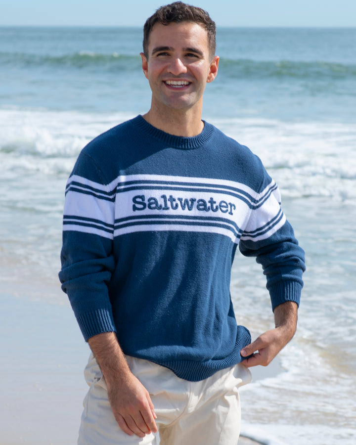 Saltwater Varsity Sweater-Coastal Navy