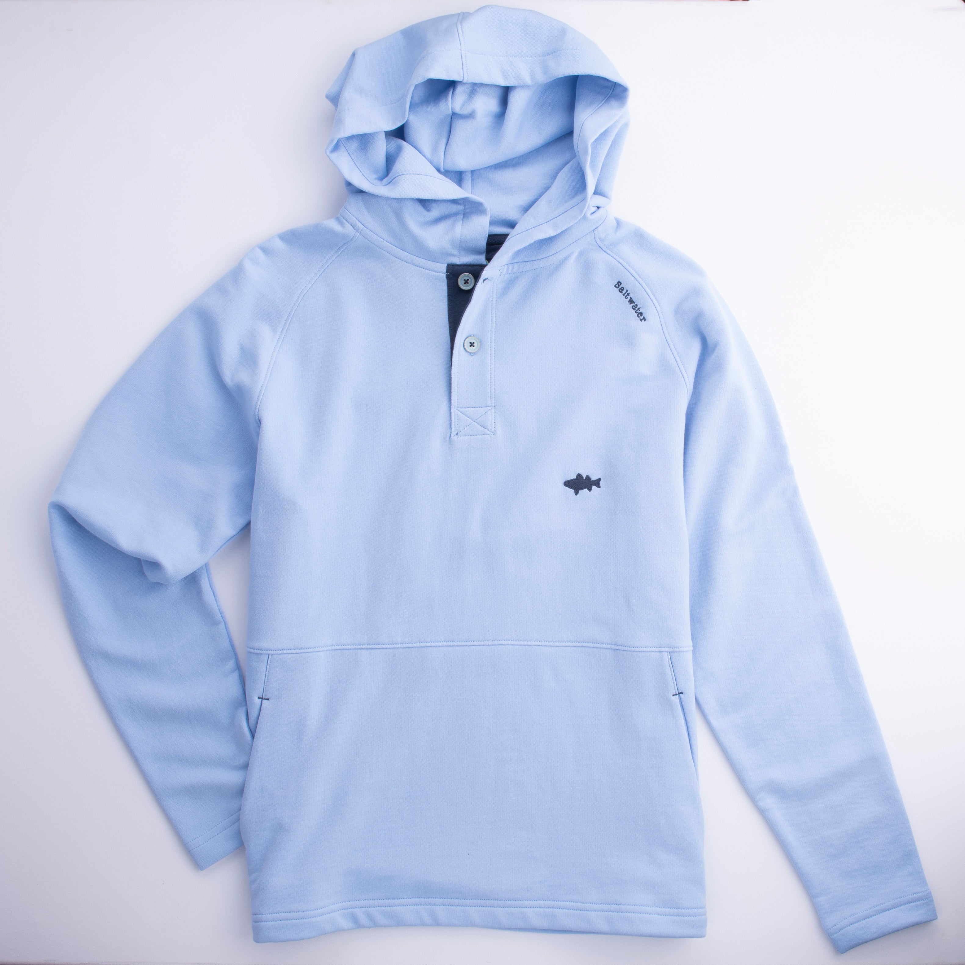 Pima Cotton Henley Hoodie Pullover Sweatshirt Saltwater